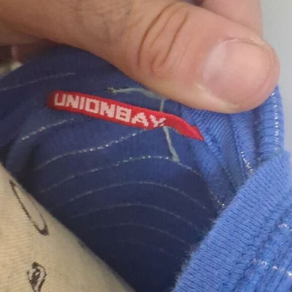 Unionbay Blue Silver Striped Hooded Women's Top - Size Large - Picture 16 of 16